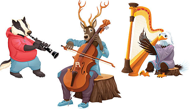 Musician cartoon animals vector art illustration