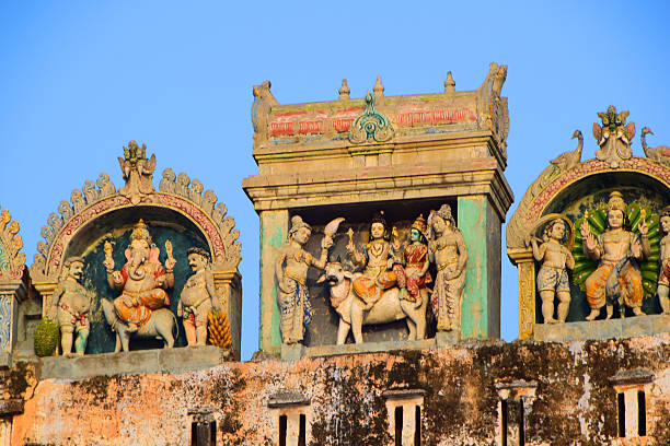 Hindu Temple Facade Varanasi stock photo