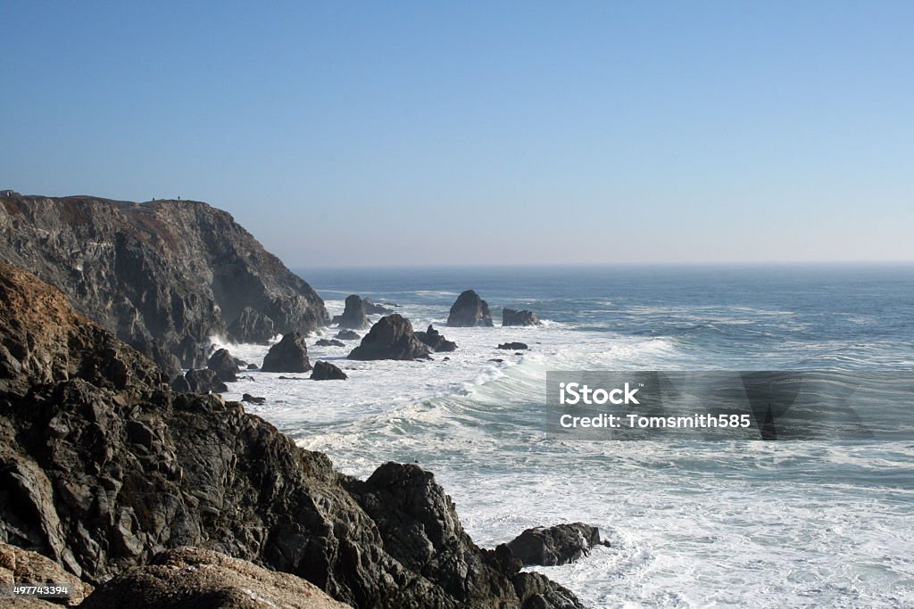 Bodega Head in Bodega Bay, California Cliffs, beach and crashing waves at Bodega Head, on Bodega Bay in Sonoma County, California 2015 Stock Photo