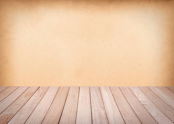 istock Wooden platform with yellow background 497744546