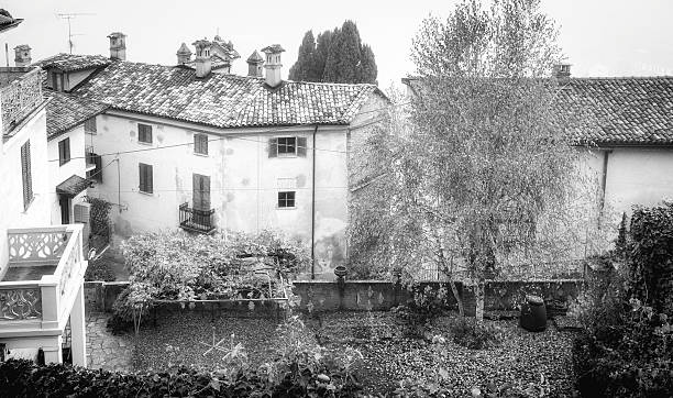 istock Monferrato village view. Black and white photo 497745508