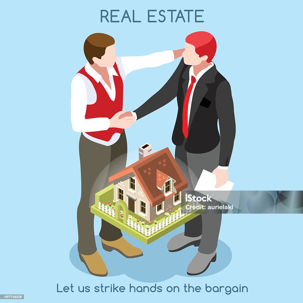 Immobiliare 01 persone isometrici - arte vettoriale royalty-free di Casa