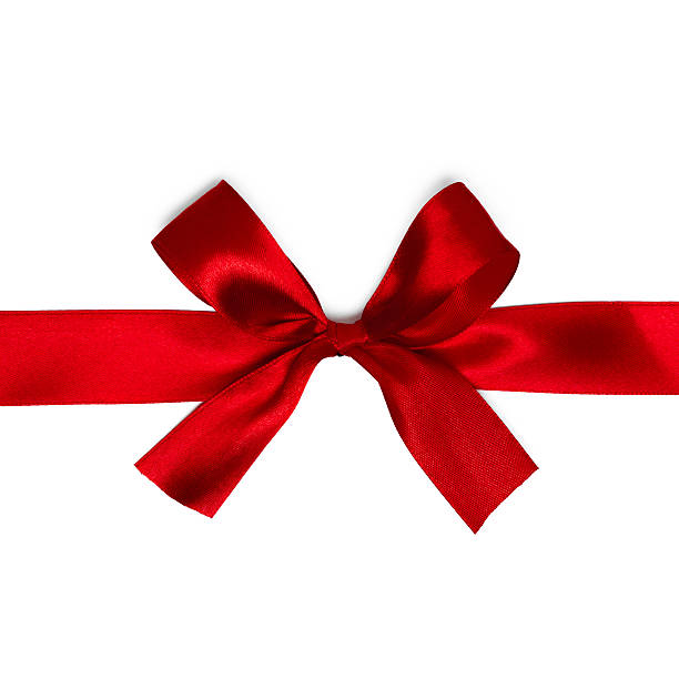 istock Shiny red satin ribbon on white background 497747018