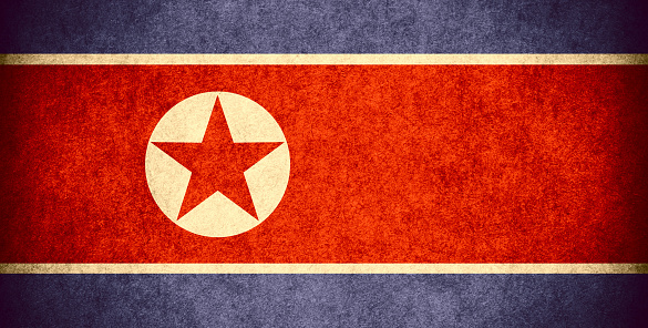 flag of North Korea or North Korean banner on paper rough pattern vintage texture