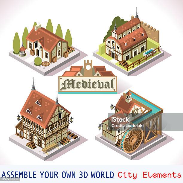 Medieval 02 Tiles Isometric Stock Illustration - Download Image Now - Fantasy, Isometric Projection, Medieval