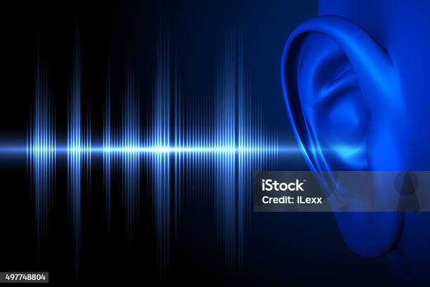 Hear The Sound Wave Stock Photo - Download Image Now - Ear, Noise, Sound Wave