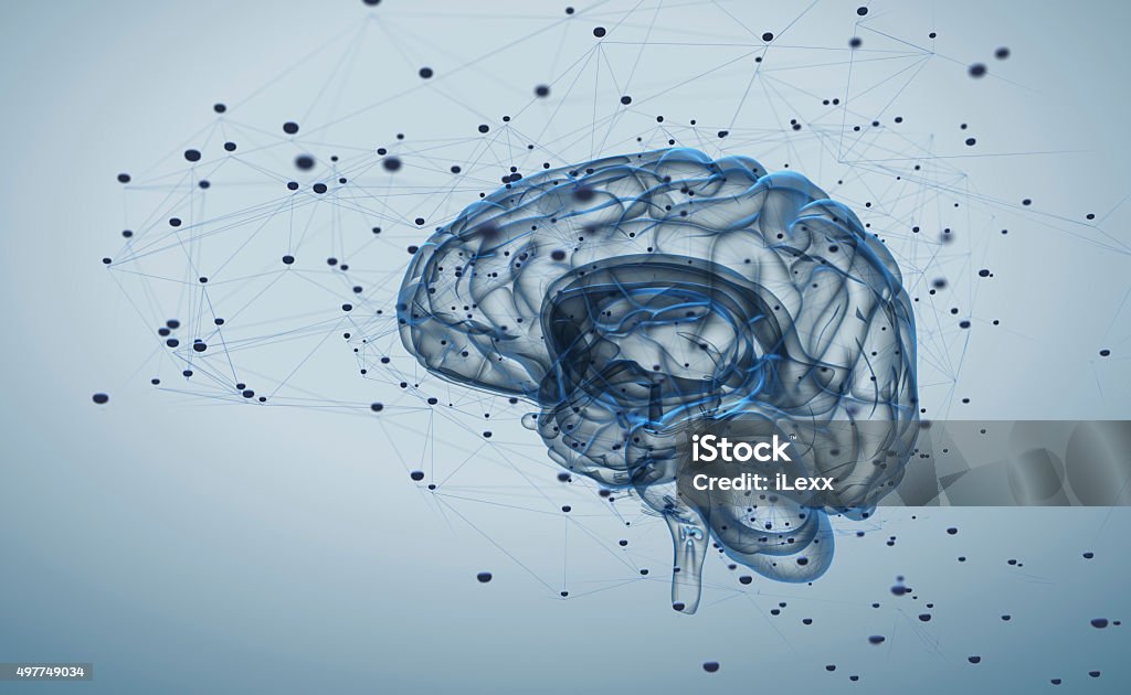 Brain activity Illustration of the thought processes in the brain Mental Health Stock Photo