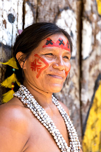 istock Native Brazilian old woman portrait 497749378