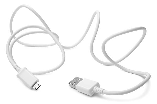 Cable connector micro-USB to USB Cable connector micro-USB to USB on white background phone charger cable stock pictures, royalty-free photos & images