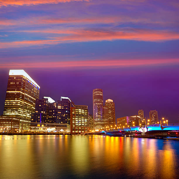 istock Boston sunset skyline at Fan Pier Massachusetts 497751290