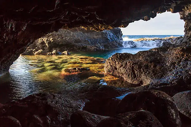 Charco Azul. Natural volcanic pool located in El Hierro. Canary Islands.