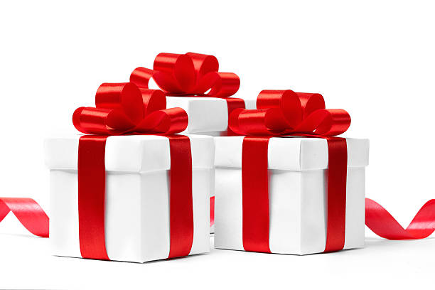 istock White gift box with red ribbon bow 497751834