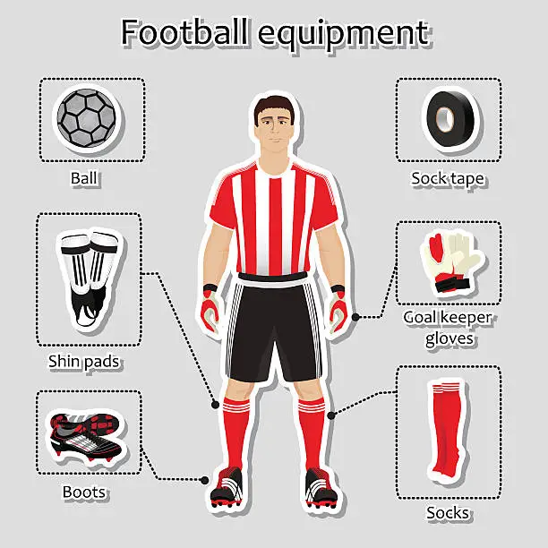 Vector illustration of Soccer player uniform. sport equipment for football