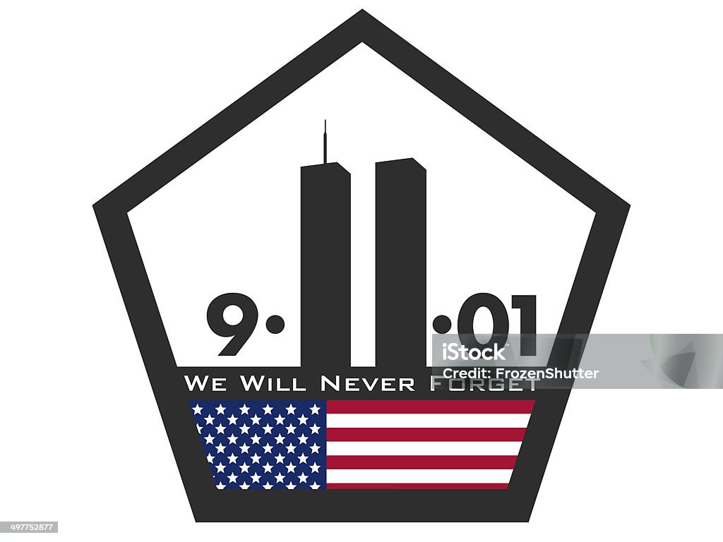 We Will Never Forget Patriot Day Heading September 11 2001 911 Remembrance stock illustration