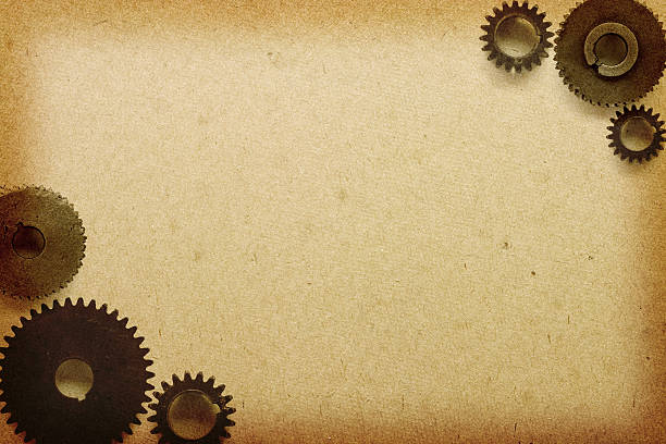 istock gears on the old paper. 497753441
