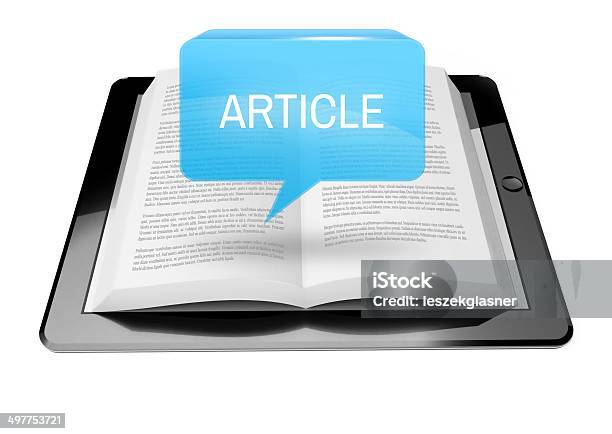 Article Icon Button Above Ebook Reader Tablet Stock Photo - Download Image Now - Article, Bookstore, Business