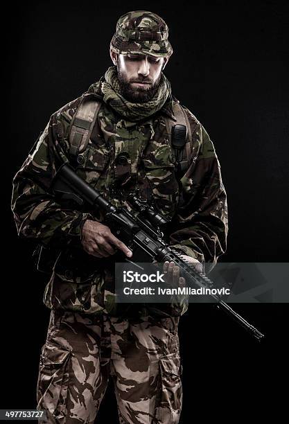 Armed Forces Stock Photo - Download Image Now - Adult, Aiming, Airsoft Gun