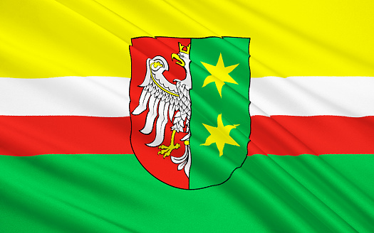Flag of Lubusz Voivodeship or Lubuskie Province in western Poland.