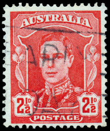 AUSTRALIA - CIRCA 1942: A stamp printed in Australia shows portrait of King George VI, without inscription, from the series \