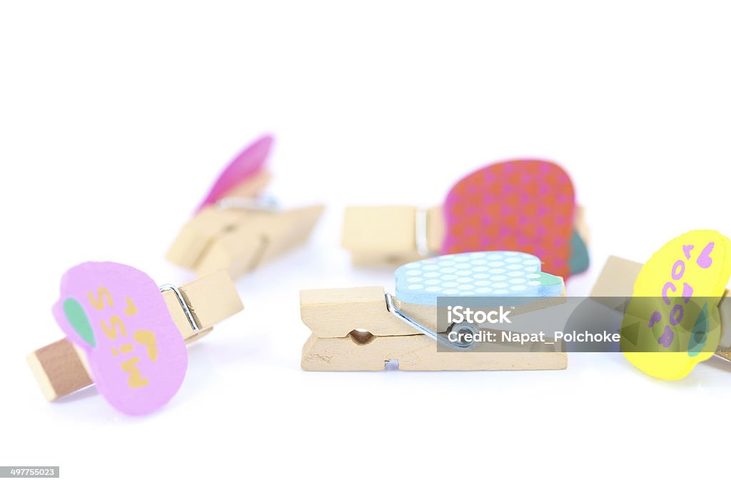 wooden clothes pin with Path Clamp Stock Photo