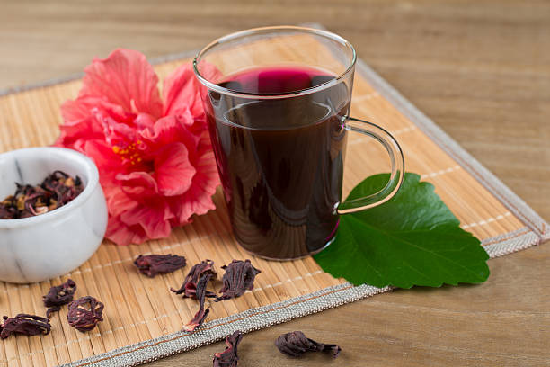 healthy hibiscus tea stock photo