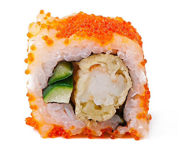 istock Sushi roll with shrimp tempura isolated on white background 497755123