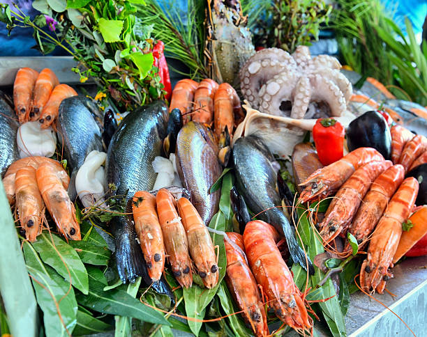 istock Show-window of seafood 497755409