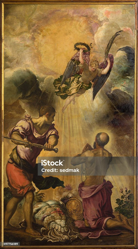 Venice - The Decapitation of st. Paul by Jacopo Tintoretto Venice - The Decapitation of st. Paul (1556) by Jacopo Robusti (Tintoretto) in presbytery of church Santa Maria dell Orto. Apostle - Worshipper Stock Photo