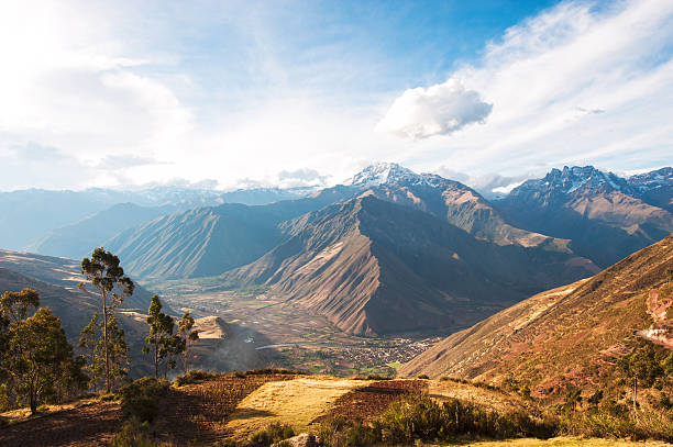 Sacred Valley Urubamba, Peru Sacred Valley harvested wheat field in Urubamba Valley in Peru, Andes, on the road from Cuzco to Abancay peru landscape stock pictures, royalty-free photos & images