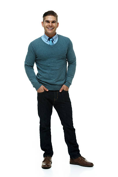 istock Happy smart casual man standing & looking at camera 497756785