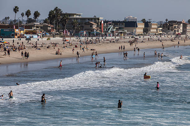 Crowded Beach in San Diego stock photo