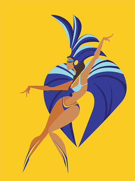 flachen geometrischen design tanzen samba mit queen-size-bett - stage costume illustrations stock-grafiken, -clipart, -cartoons und -symbole