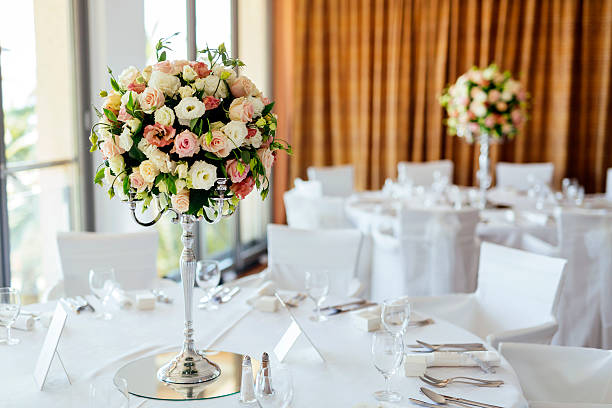 istock Beautiful wedding tables and roses 497778014