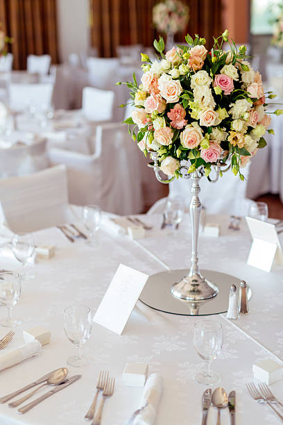 istock Beautiful wedding tables and roses 497778066