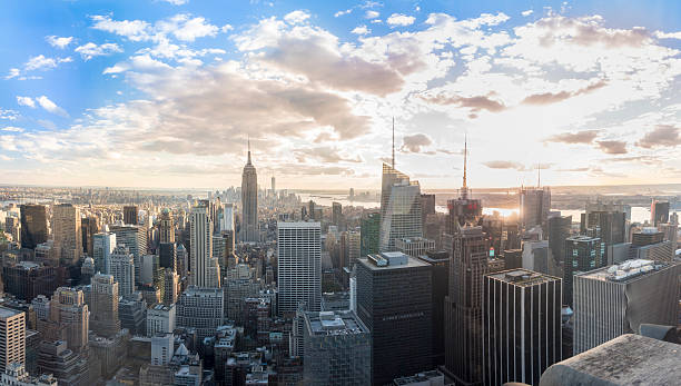istock Panorama on New York City skyyline at Sunset 497778490