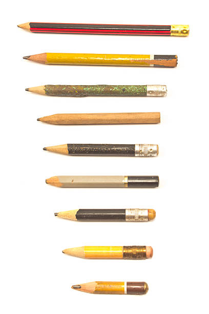 istock Used wooden pencils isolated on white 497778886