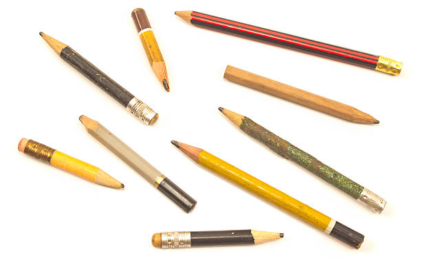 istock Used wooden pencils isolated on white 497779042
