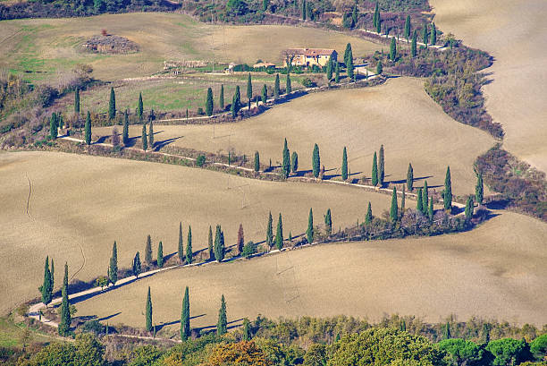 paisaje de toscana - val dorcia fotografías e imágenes de stock