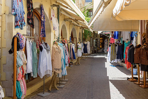 istock Traditional textiles on a market stall, colorful fabric, handmade souvenirs 497786314