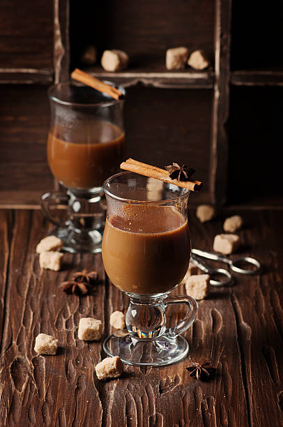 istock Hot american coffee with cinnamon on the vintage table 497787350