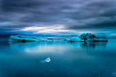 Icebergs Floating in Jokulsarlon Glacier Lagoon, South Iceland