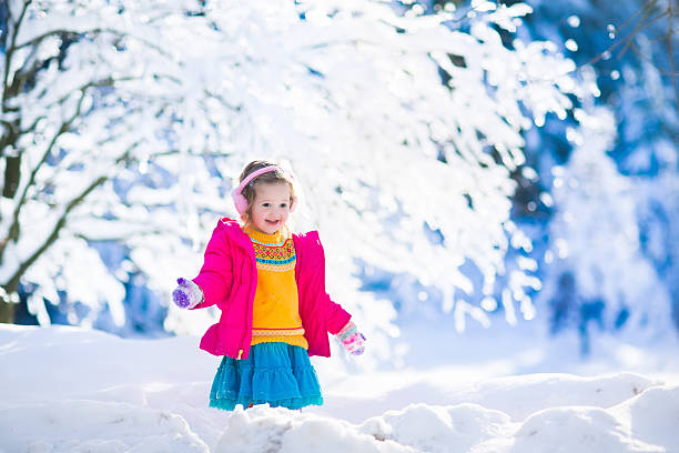 istock Child playing in snowy winter park 497789782