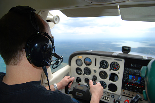 A pilot in flight training