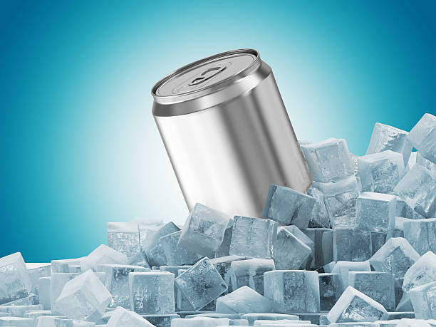 istock Can of Beer in Ice Cubes on blue background 497795029