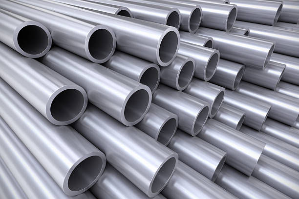 istock Stack of stainless steel pipes 497795805