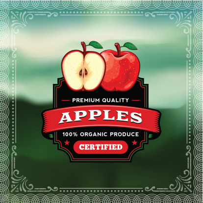 A vintage styled label featuring apples. EPS 10 file, layered & grouped, with meshes and transparencies (shadows & overall effects only).