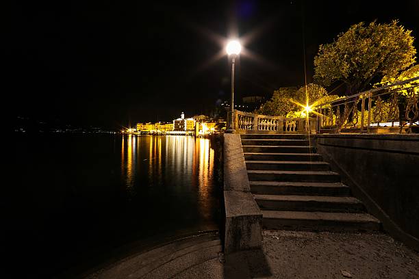 Bellagio, stairs at night stock photo