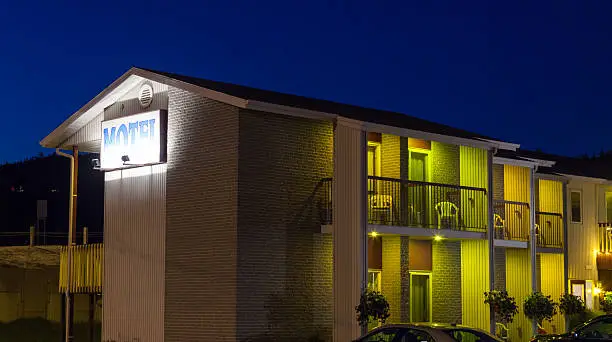 Photo of Motel Lit up at night, Quebec, Canada