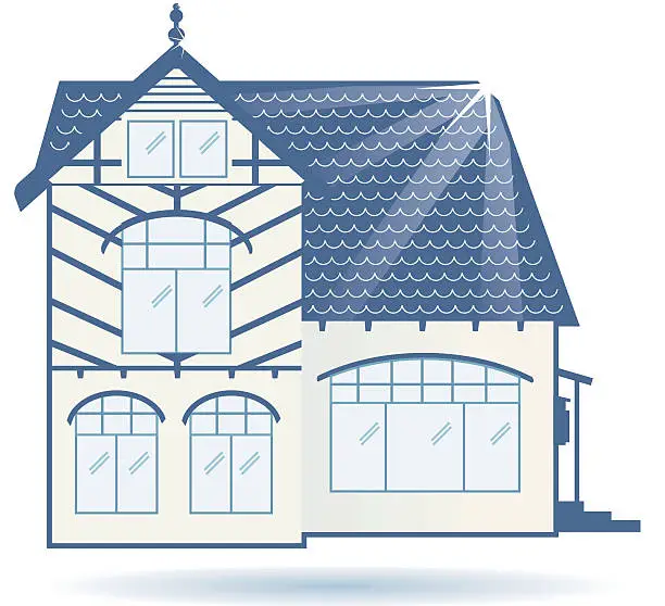 Vector illustration of New House with blue Roof.