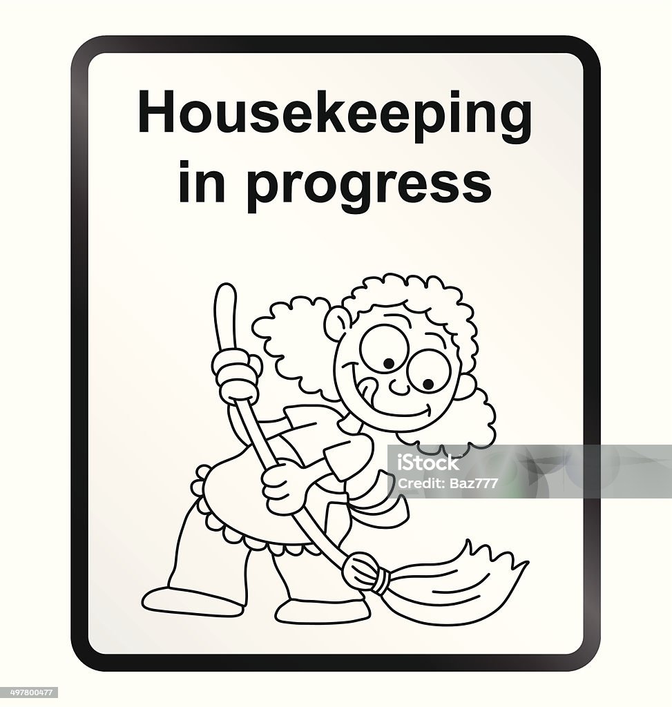 Housekeeping Information Sign Monochrome comical housekeeping public information sign isolated on white background Adult stock vector